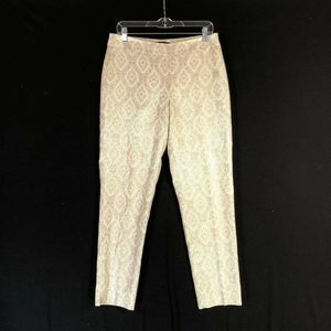 Talbots Jacquard Cigar Pants ladies 6 Beige Metallic Fully Lined Inseam 29”